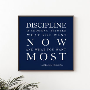 Poster Disciplina Motivação Azul Marinho Branco