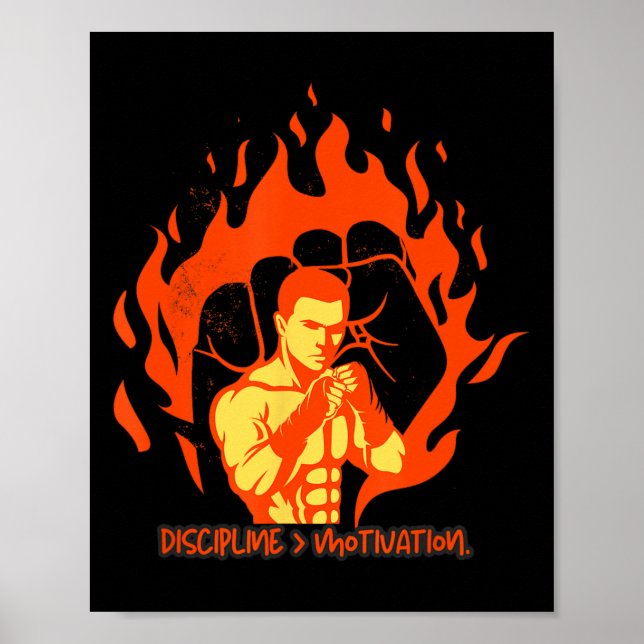 Poster Disciplina Sobre Força De Boxing De Motivação (Frente)