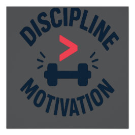 Pôster DIscipline Greater than Motivation- Gym Fitness 