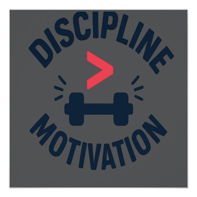 Pôster DIscipline Greater than Motivation- Gym Fitness  (Frente)