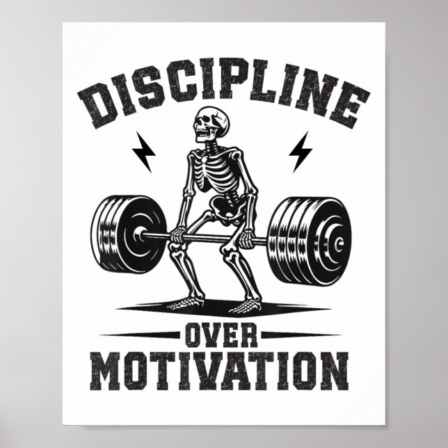 Poster Discipline Over Motivation Gym Motivational Traini (Frente)