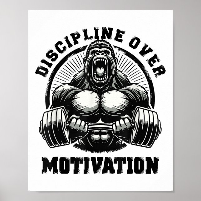 Poster Discipline Over Motivation Weightlift Gym Quotes G (Frente)
