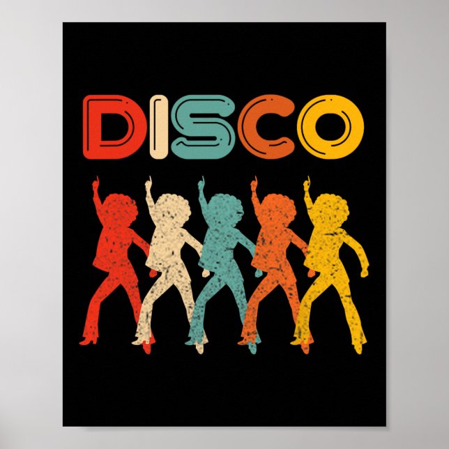 Poster Disco 70s Disco Themed Vintage Retro Dancing (Frente)
