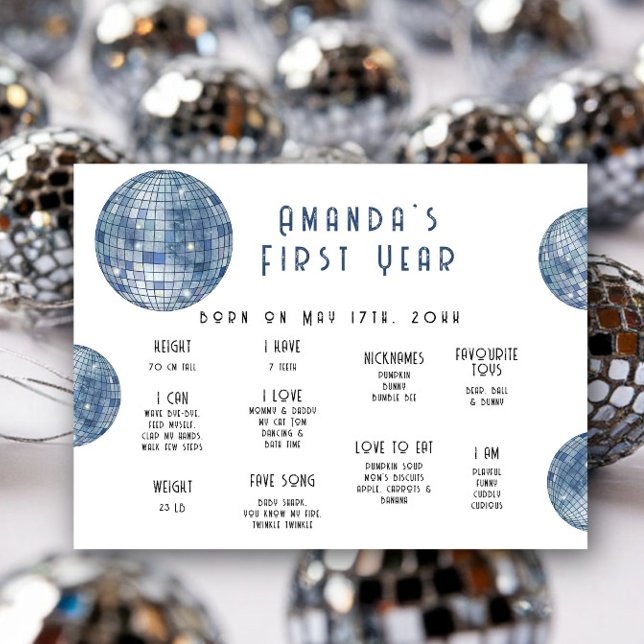 Poster Disco ball First Birthday Milestone Birthday (Criador carregado)