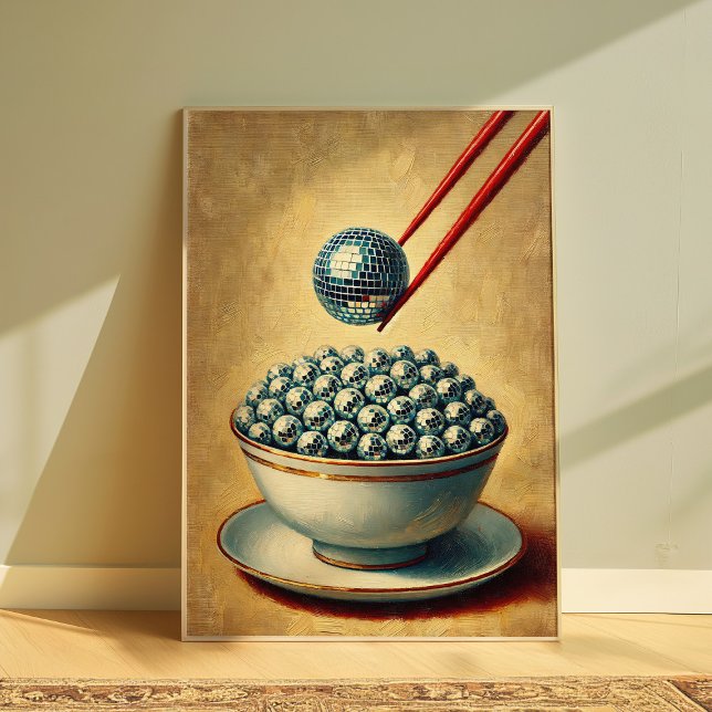 Poster Disco Ball Trendy Art, Quirky Retro Kitchen Wall (Criador carregado)