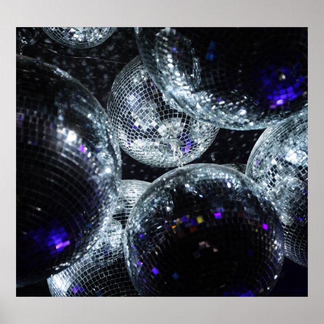 Poster Disco Balls: Atmosfera de Partido Escuro (Frente)