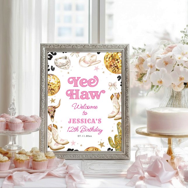 Poster Disco Cowgirl Nashville Rodeo Birthday Welcome (Criador carregado)