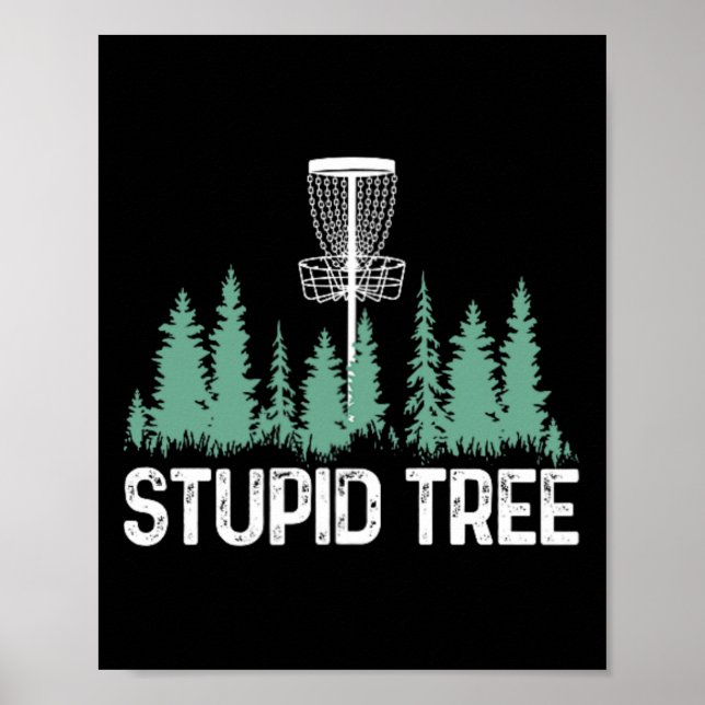 Poster Disco de Golfe Engraçado Árvore Estúpida Minimalis (Frente)