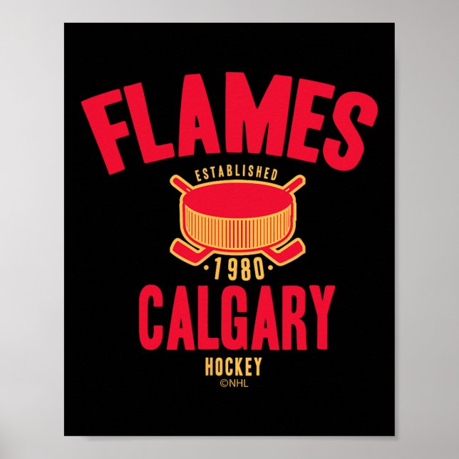 Poster Disco de hóquei Calgary Flames Branco Licenciado O (Frente)