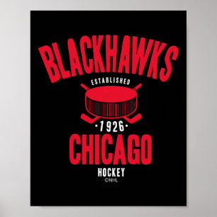 Poster Disco de hóquei Chicago Blackhawks preto oficialme