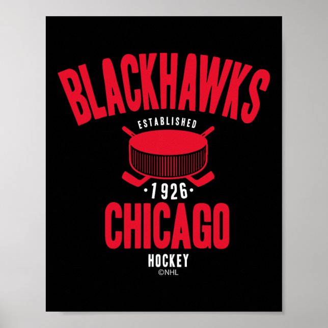 Poster Disco de hóquei Chicago Blackhawks preto oficialme (Frente)