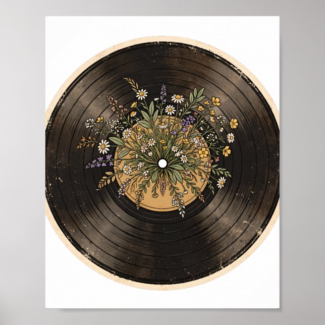Poster Disco de Vinil Flores Silvestres Presente para Ama (Frente)