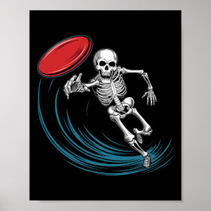 Poster Disco Golfing Skeleton Halloween Men Disco Golf