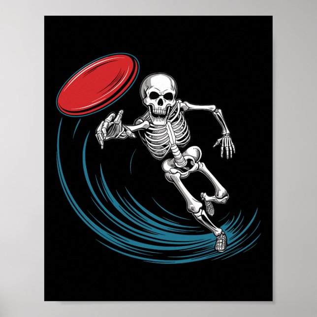 Poster Disco Golfing Skeleton Halloween Men Disco Golf (Frente)