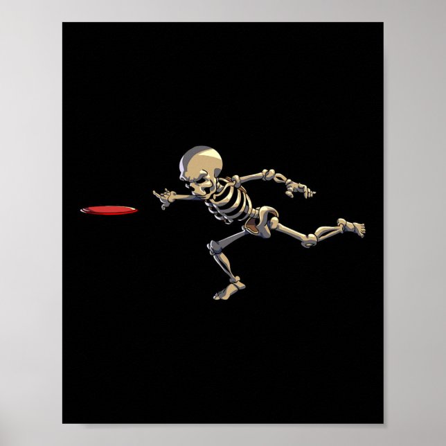 Poster Disco Golfing Skeleton Halloween Men Disco Golf Ha (Frente)