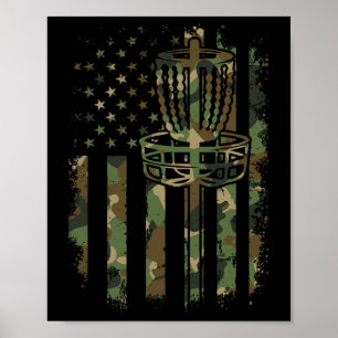 Poster Disk Golf Us Flag Disk Basket Us Flag Disc Go