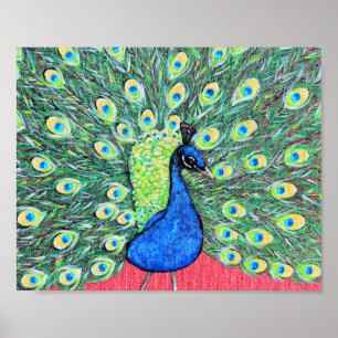 Poster Displaying Peacock Painting