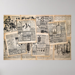 Poster Dissociação de Folhas de Anúncio de Jornal Antiqua