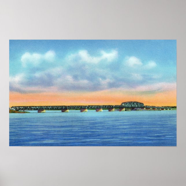 Poster Distant Lake View of the New Bridge (Frente)