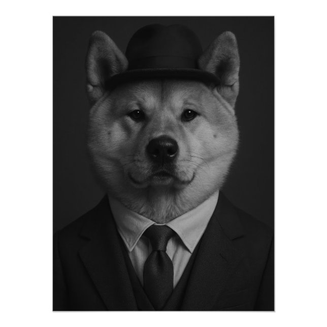 Pôster Distinguished Akita Inu Dog Portrait (Frente)