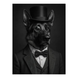 Pôster Distinguished German Shepherd with Top Hat