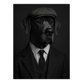 Pôster Distinguished Great Dane in Suit & Flat Cap