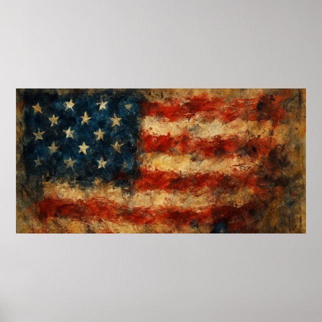 Poster Distressed American Flag Vintage Patriotic  (Frente)