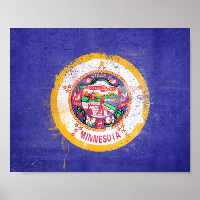 Poster Distressed Minnesota State Flag   (Frente)