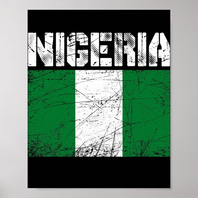 Poster Distressed Patriotic Nigeria Flag Men Women Kids  (Frente)