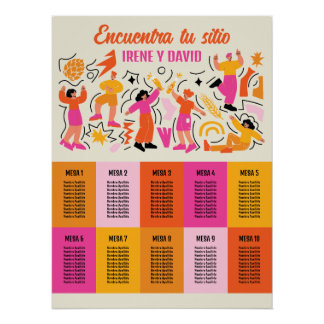 Pôster Distribución de Asientos Boda Nostalgia Fiesta 