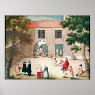 Poster Distribuindo Alms aos Pobres