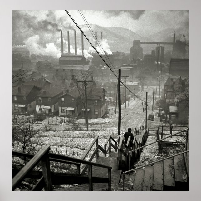 PÔSTER DISTRITO DE MILL DE 1940 PITTSBURGH (Frente)