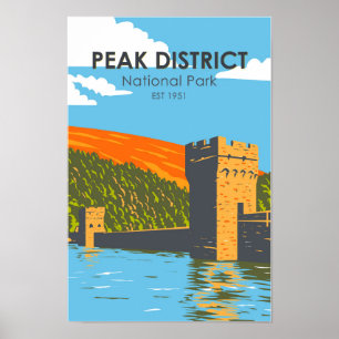 Poster Distrito de Pico Parque Nacional England Vintage
