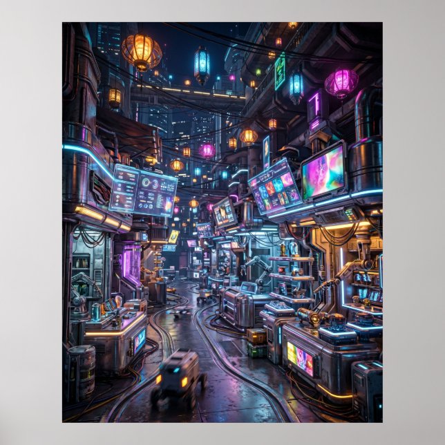 Poster Distrito do Mercado Neon (Frente)