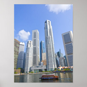 Pôster Distrito Financeiro do Skyline Superior de Singapu