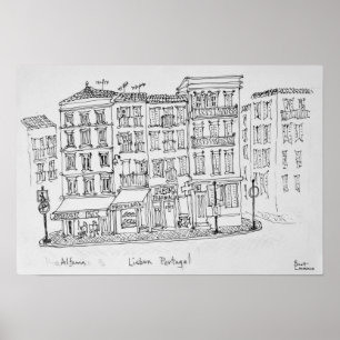 Pôster Distrito histórico de Alfama  Lisboa, Portugal