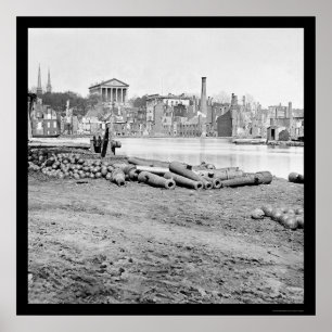 Pôster Distrito queimado e Capitólio em Richmond, VA 1865