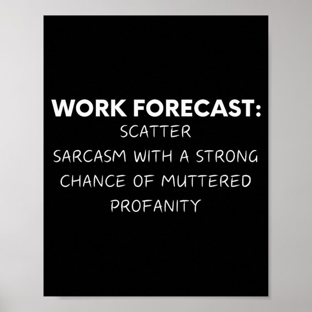 Poster Dito Divertido Previsão de Trabalho Sarcasmo Piada (Frente)