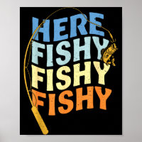 Dito Engraçado de Pesca Gráfico Vintage Aqui Peixe