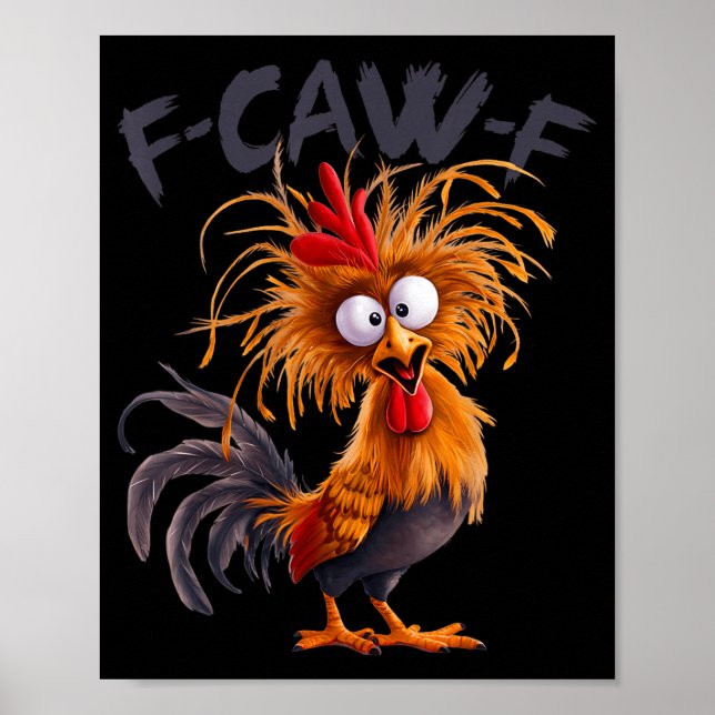 Poster Dito engraçado F Caw F Frango Galo Meme Piada (Frente)