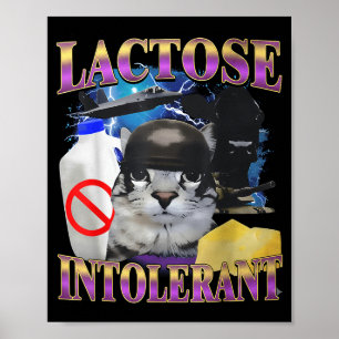 Poster Dito engraçado gato bobo intolerante à lactose mem