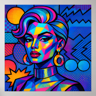 Poster Diva Abstrata - Arte Pop Geométrica Moderna e Retr