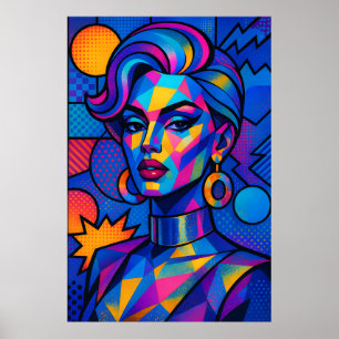 Poster Diva Abstrata - Arte Pop Geométrica Moderna e Retr