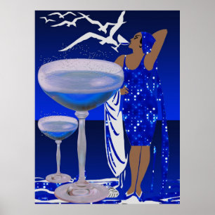 Poster Divã ART DECO Blue Champagne