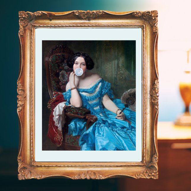 Pôster Diva de chiclete em cetim azul (Criador carregado)