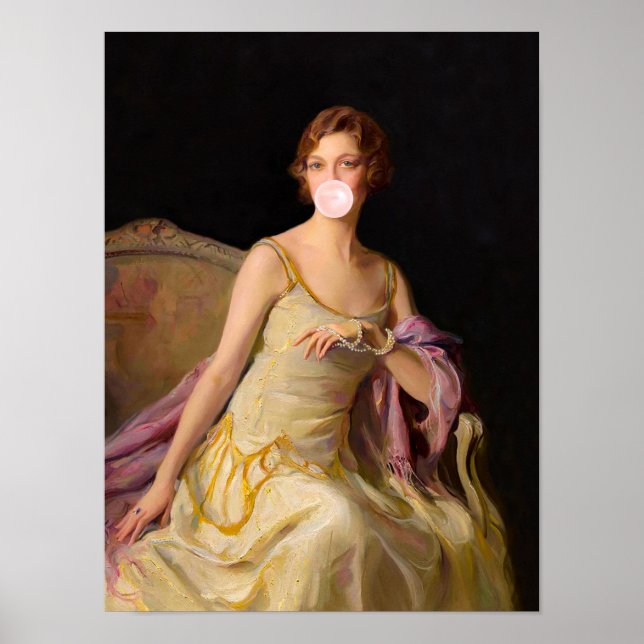 Poster Diva de chiclete em chiclete rosa amarelo (Frente)