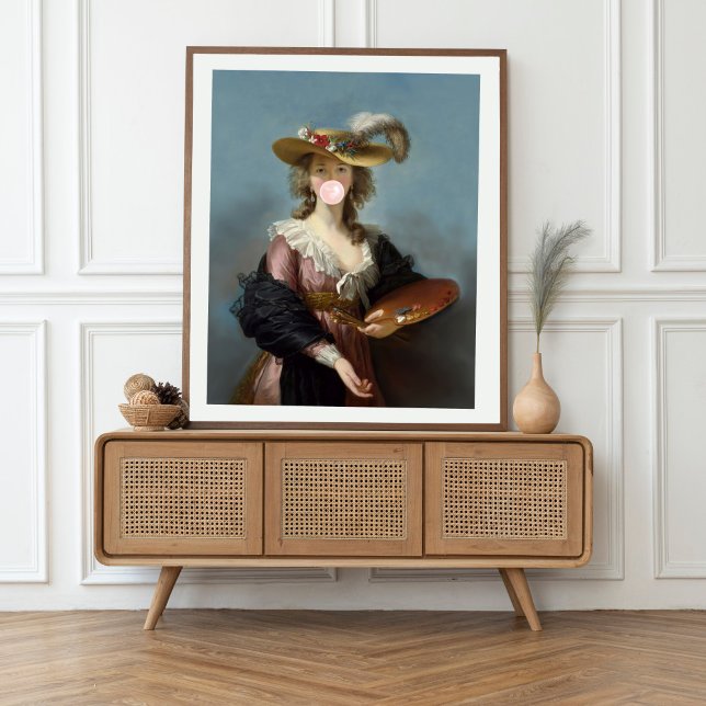 Poster Diva de Chiclete em um Chapéu de Palha (Criador carregado)