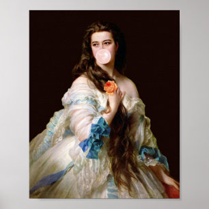 Poster Diva de pastilha elástica com fitas azuis