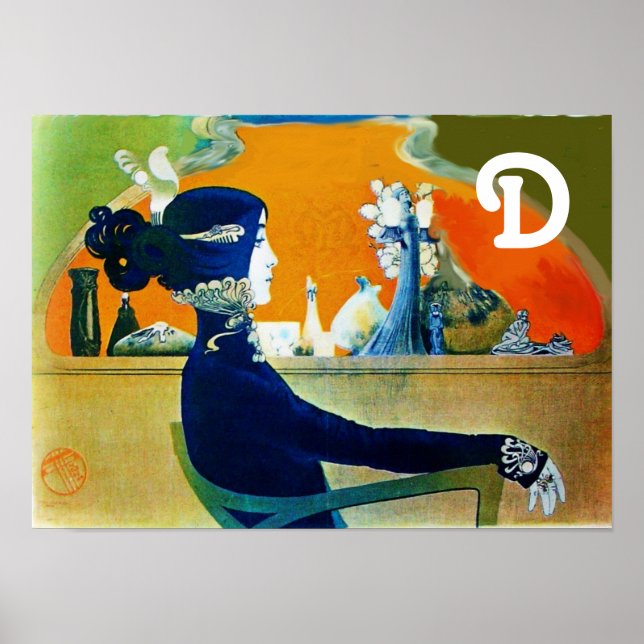 Pôster DIVA EM AZUL / Beleza,Cabelo,Monograma de Moda (Frente)