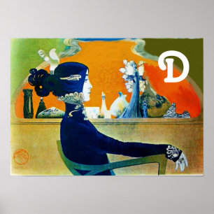 Pôster DIVA no AZUL/beleza, cabelo, monograma da forma